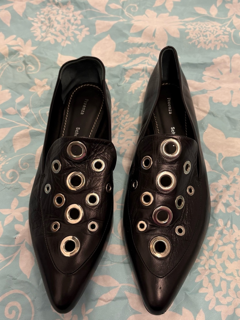 Proenza Schouler black grommet Loafers Size 38.5 - Picture 2 of 7